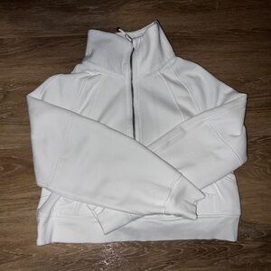 Lululemon Scuba Oversized Funnel-Neck Half Zip in white cotton-blend